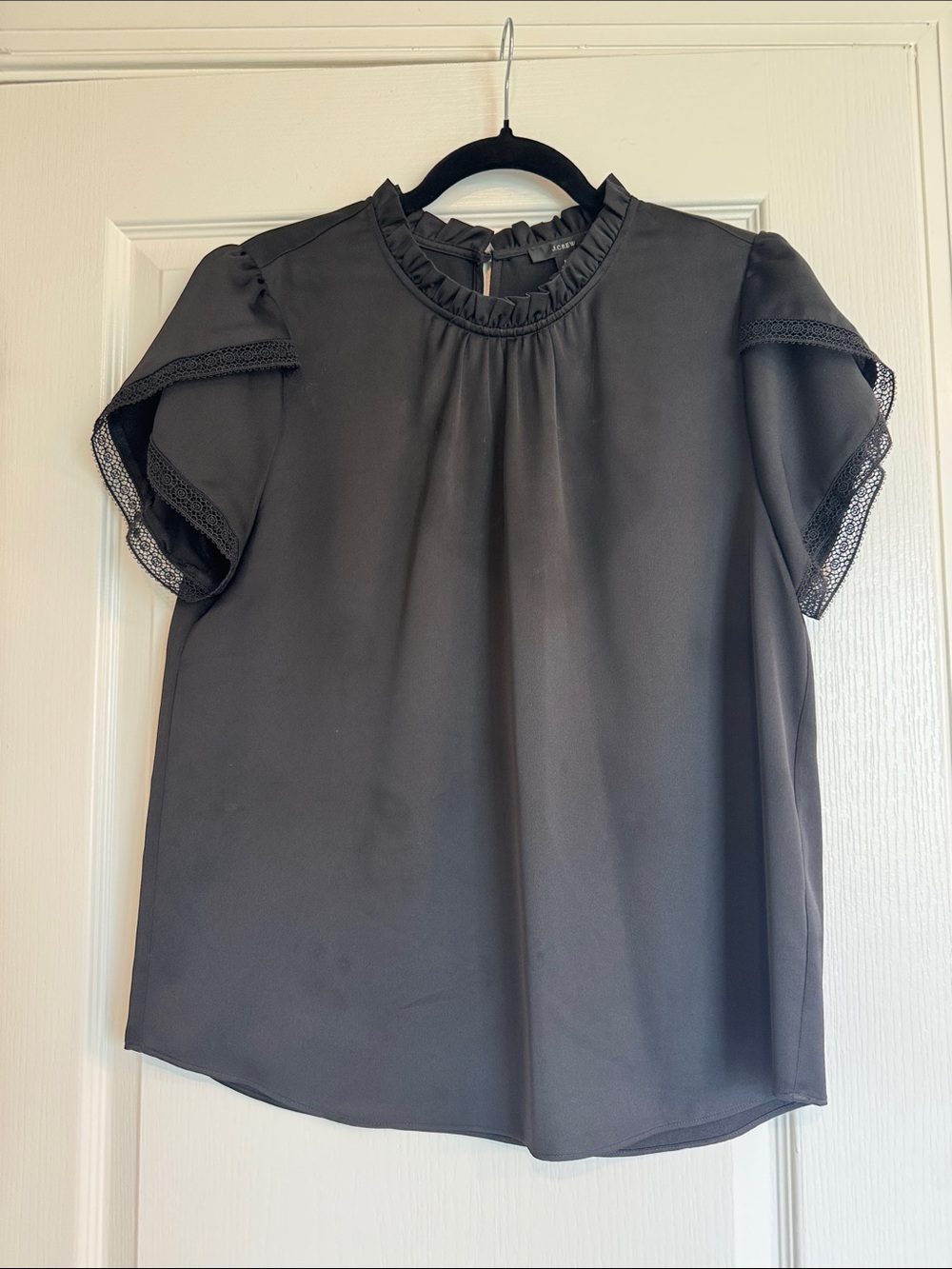 J Crew satin short sleeve blouse